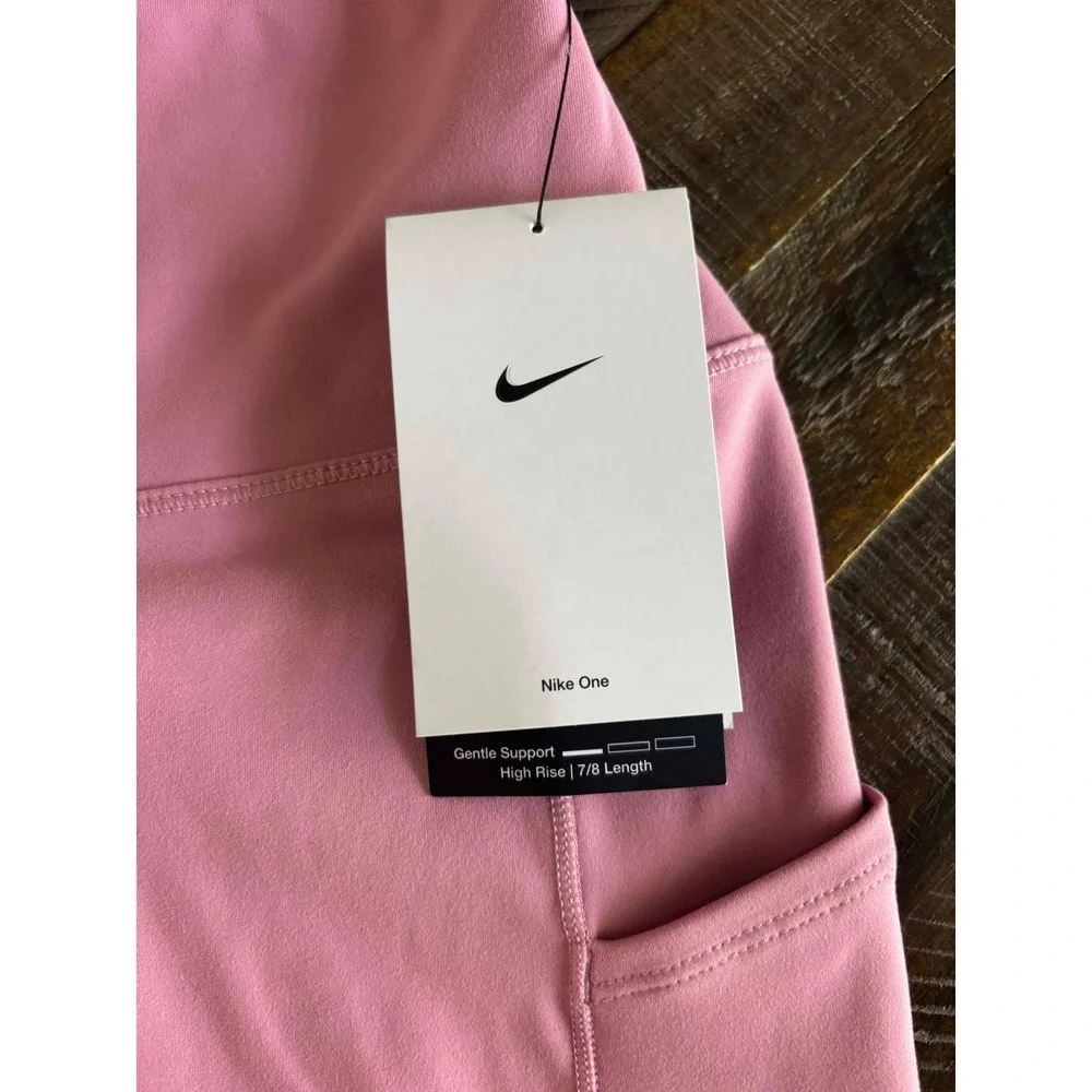 Nike One Dri-FIT High Rise 7/8 Length Leggings Pink Womens Medium FN3241-699